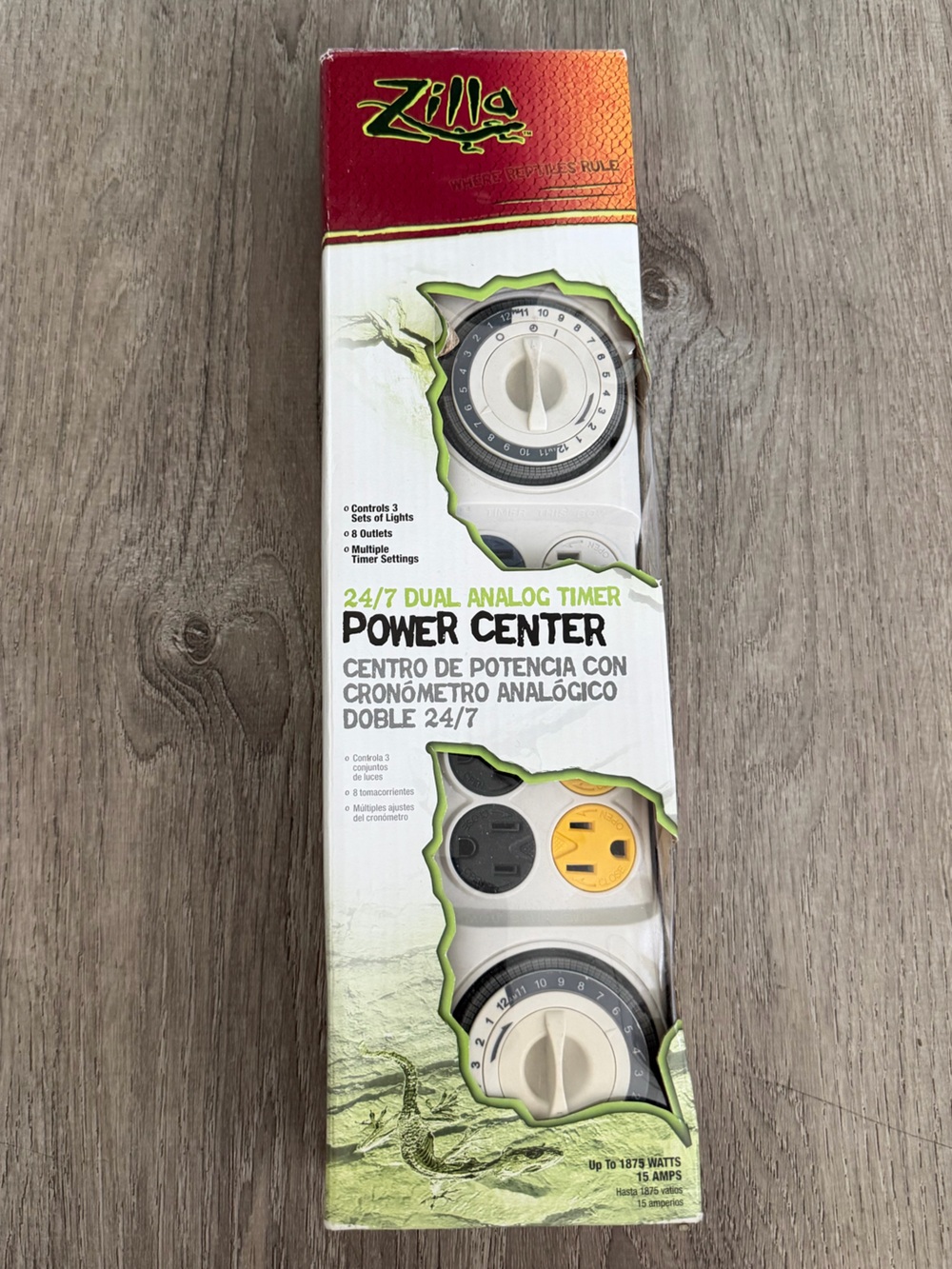 Zika Dual Analog Timer Power Center - White with Yellow & Black Sockets